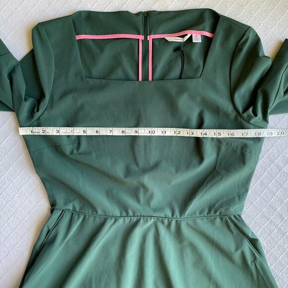 Betabrand Elixir Square Neck Fit & Flare Midi Dress Emerald Green Medium NWT - Picture 10 of 12